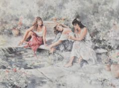 Gordon King (British 1939-2022) coloured artists proof 'Dreams' depicting three women relaxing