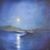 Willie Fulton (Scottish 1945-2022) oil on canvas 'Moon over Scalpay' signed lower right, entitled in