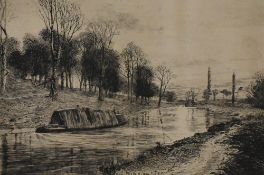 After Frederick Slocombe (1847-1920, British), etching, 'A College Walk, Oxford', framed and under