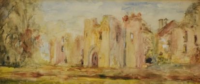 An early 20th century English school watercolour, ruined Abbey, indistinct 'R.M' monogram lower