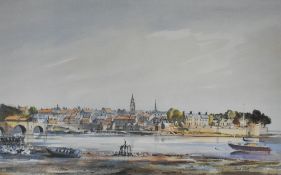 After Fred Stott (British, 1910-2006) a near pair of colour prints. The first a view of Berwick-