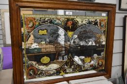 A vintage world map mirror 55cm x 63cm.