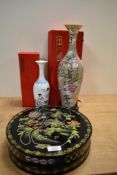 A Modern Chinese eggshell porcelain 'Millefiori famille rose' design vase 37cm with material covered