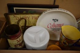 A hand painted 'Viola' Tunstall vase, a selection of advertising ware including a Cabana tray and