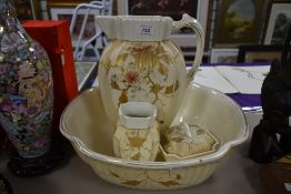 A group of Crown Devon blush ivory style ceramics, to include a large jug and bowl, 30cm, a lidded