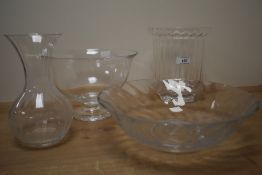 Four pieces of Dartington crystal including a wine cooling bucket, Fortuna serving pedestal bowl,