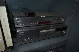 Two Sony CD players with remote controld.
