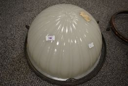 A vintage 1930's/40's white glass ceiling lightshade AF with hanging collar and three smaller