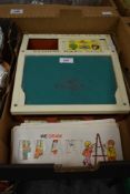 A vintage Fisher Price School Days Desk and accessories.