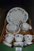Twenty one pieces of Colclough bone china tea wares, comprising six cups, six saucers, six side