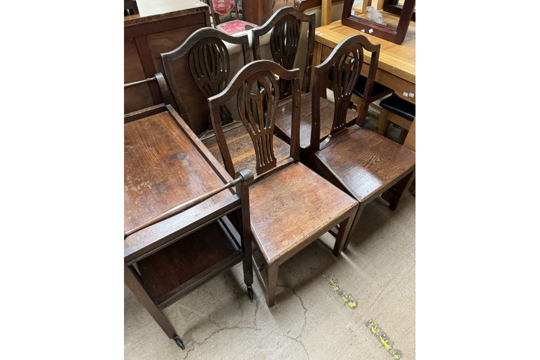 A set of four George III dining chairs together with a tea trolley, - Image 3 of 3