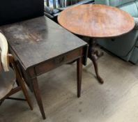 A 19th century mahogany tripod table together with a Victorian mahogany pembroke table
