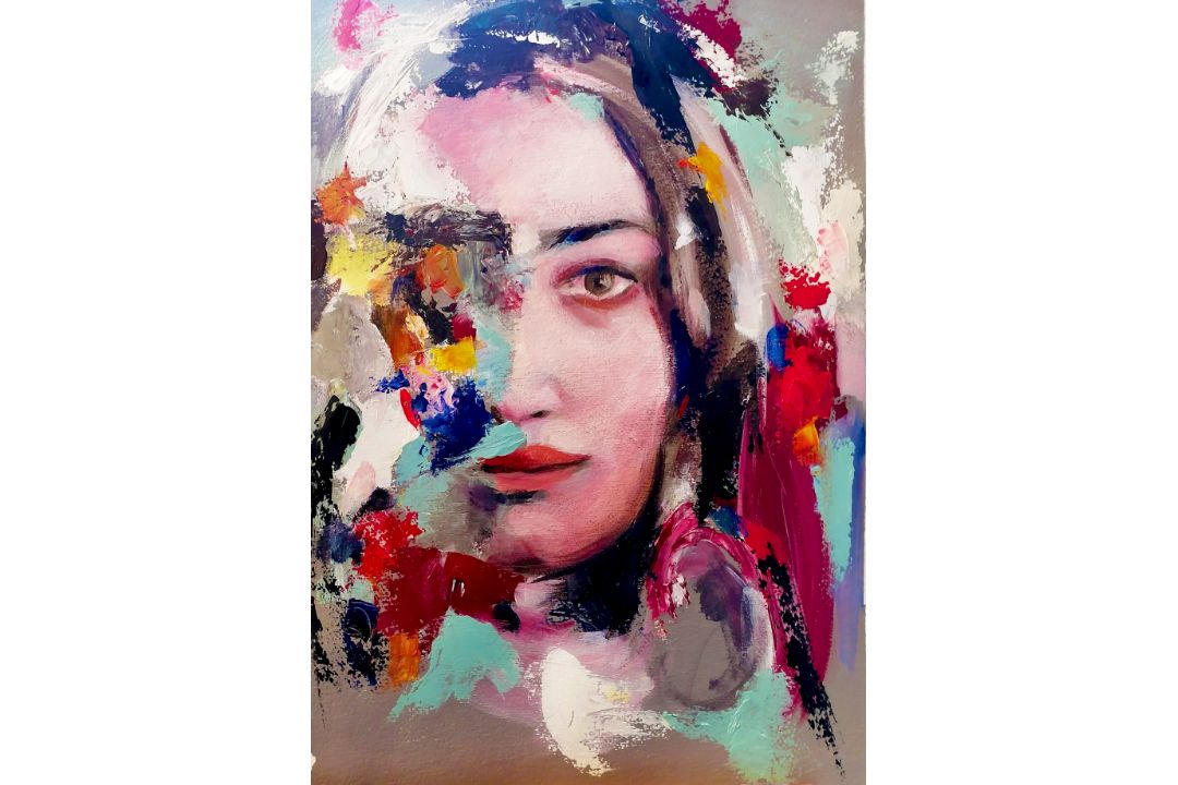 IVANO PETRUCCI acrylic on thick artist paper titled Ritratto Pagano
