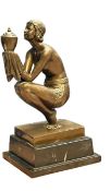 After Georges Deuvernet art deco style bronze Heig