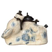 Old oriental blue & white ox pamada pot