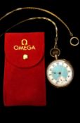 Omega gold plated pocket watch with gold plated ch