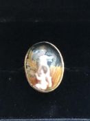 9ct Gold antique enamel ring cherubs Size S 3.5g