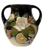 Moorcroft Ampula twin handle vase King Charles cor
