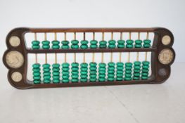 Chinese wood Abacus turquoise beads & silver dolla