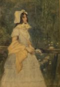 Victorian watercolour full length portrait of a la
