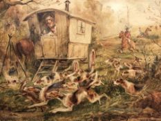 Arthur Alfred Davis watercolour 'Raiding the camp'