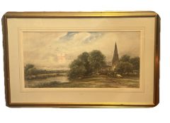 James Orrock R.I 1829 - 1919 river & church scene