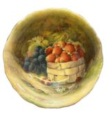 Royal Worcester fruit pattern bowl signed Ricketts