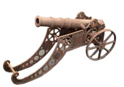 Very heavy ornamental cast iron cannon 130 cm wide