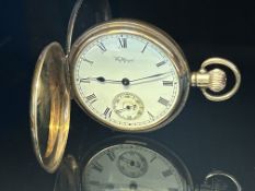 9ct Gold cased Waltham USA pocket watch, sub secon