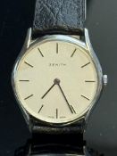 Zenith gents wristwatch with silver dial & batons.