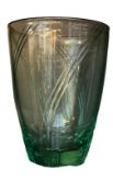 Whitefriars intaglio cut emerald green vase 1938, pattern No 9085 Height 21.5cm