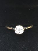 9ct Gold ring set with diamonds 0.25 Size M 2g