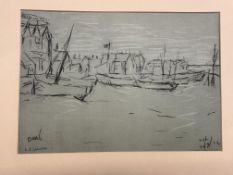 L S Lowry print 'Deal Beach' No 631 with blind sta