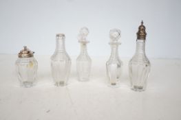 5x Scent bottles 2x with silver tops