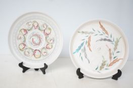 2 Denby stoneware studio pottery plates signed by