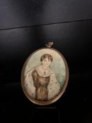 Oval portrait oil on wood lady Scott