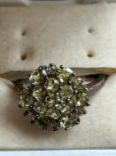 Ladies silver & green stone dress ring