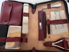 Leather gents shaving & grooming set