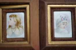2x Victorian painted ceramic plaques