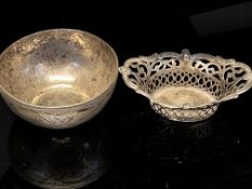 Indian silver bowl together with pierced small sil