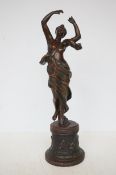 Bronze figure of a lady on wooden base Height 50 c
