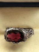 Silver & amethyst dress ring boxed