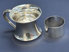 Small silver cup & silver napkin ring 115g