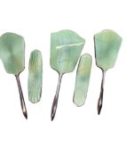 Silver & enamel mirror & brush set - Very minor en