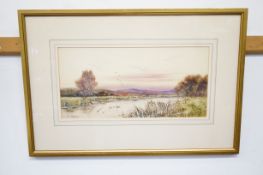 Framed watercolour signed A T Gordan river scene
