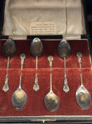 Cased set of sterling silver teaspoons