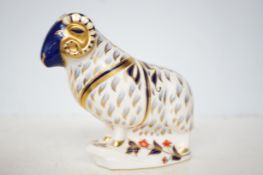 Royal crown derby large ram with gold stopper in o
