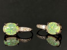 Pair of silver & opal earrings boxed