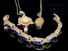 2x Silver chains & pendants & silver bracelet set