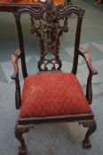 Large victorian arm chair wit ball & claw feet